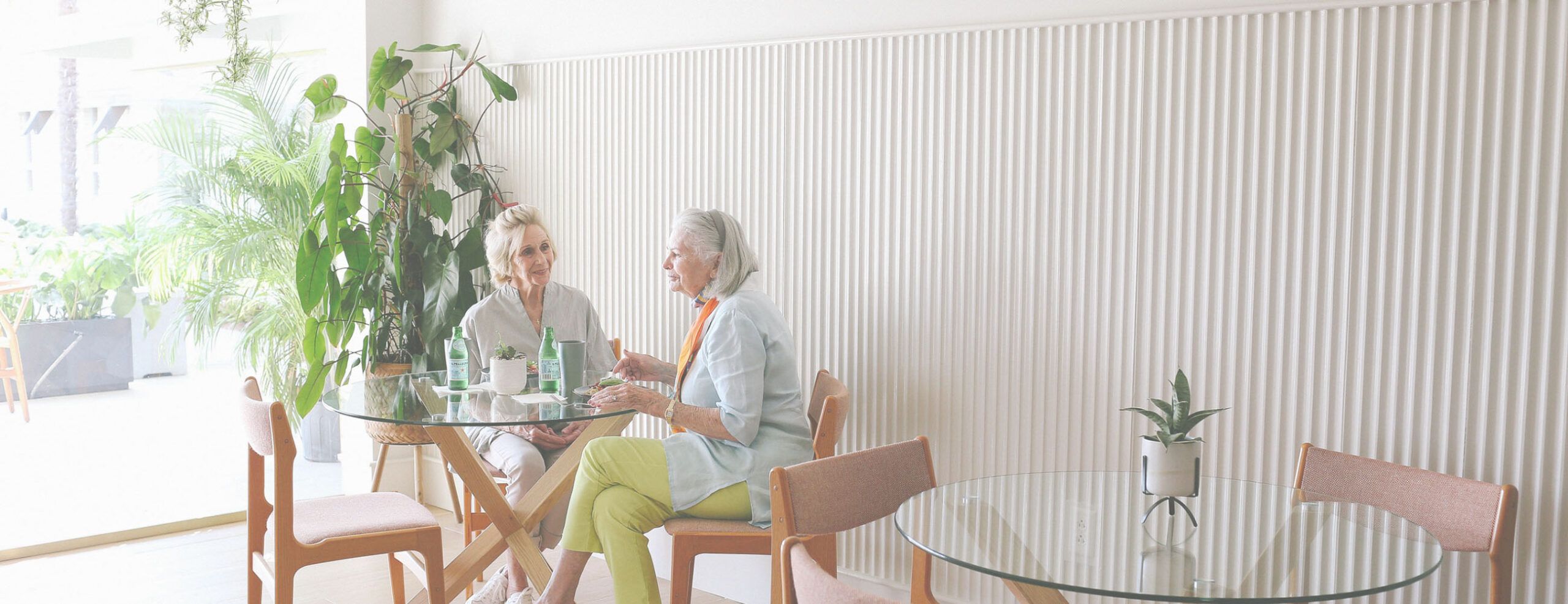 Customers eating at The Well